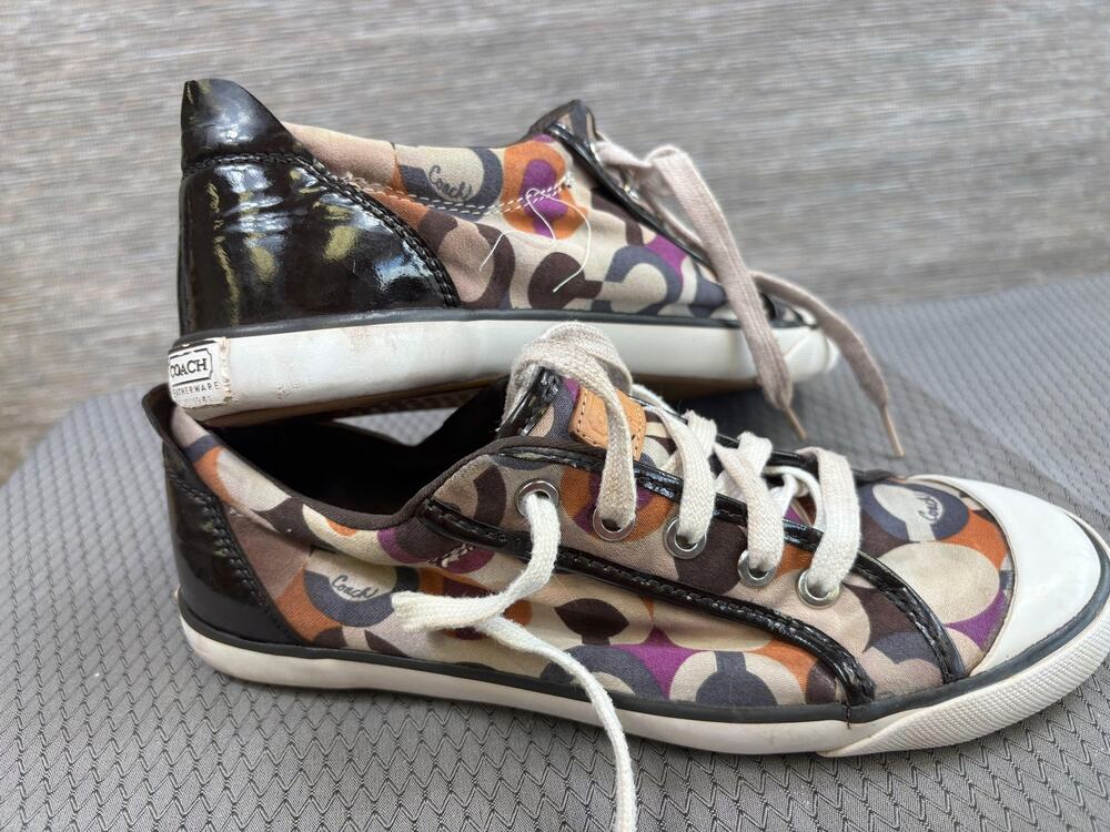 Coach Barrett Shoes Womens Size 8B Multicolor Canvas Logo Low Top Sneakers